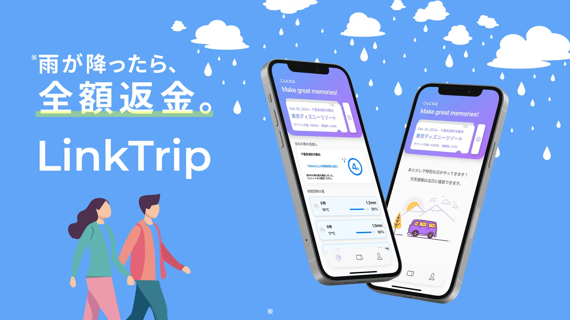 雨が降ったら旅行費用を全額返金！　天気保証アプリ「LinkTrip」がリリース！