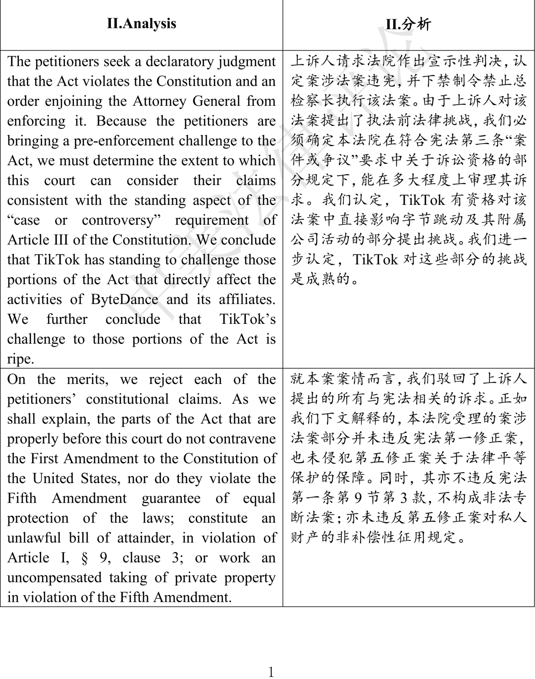 2025年1月将被剥离 美国上诉法院对TikTok败诉判决全文（中英对照）